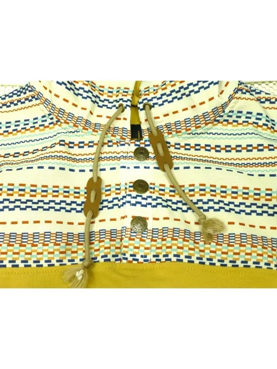 STS Ranchwear Mustard Hoodie With Aztec Print Hood & Buttons Size S Cotton Blend - Picture 5 of 12